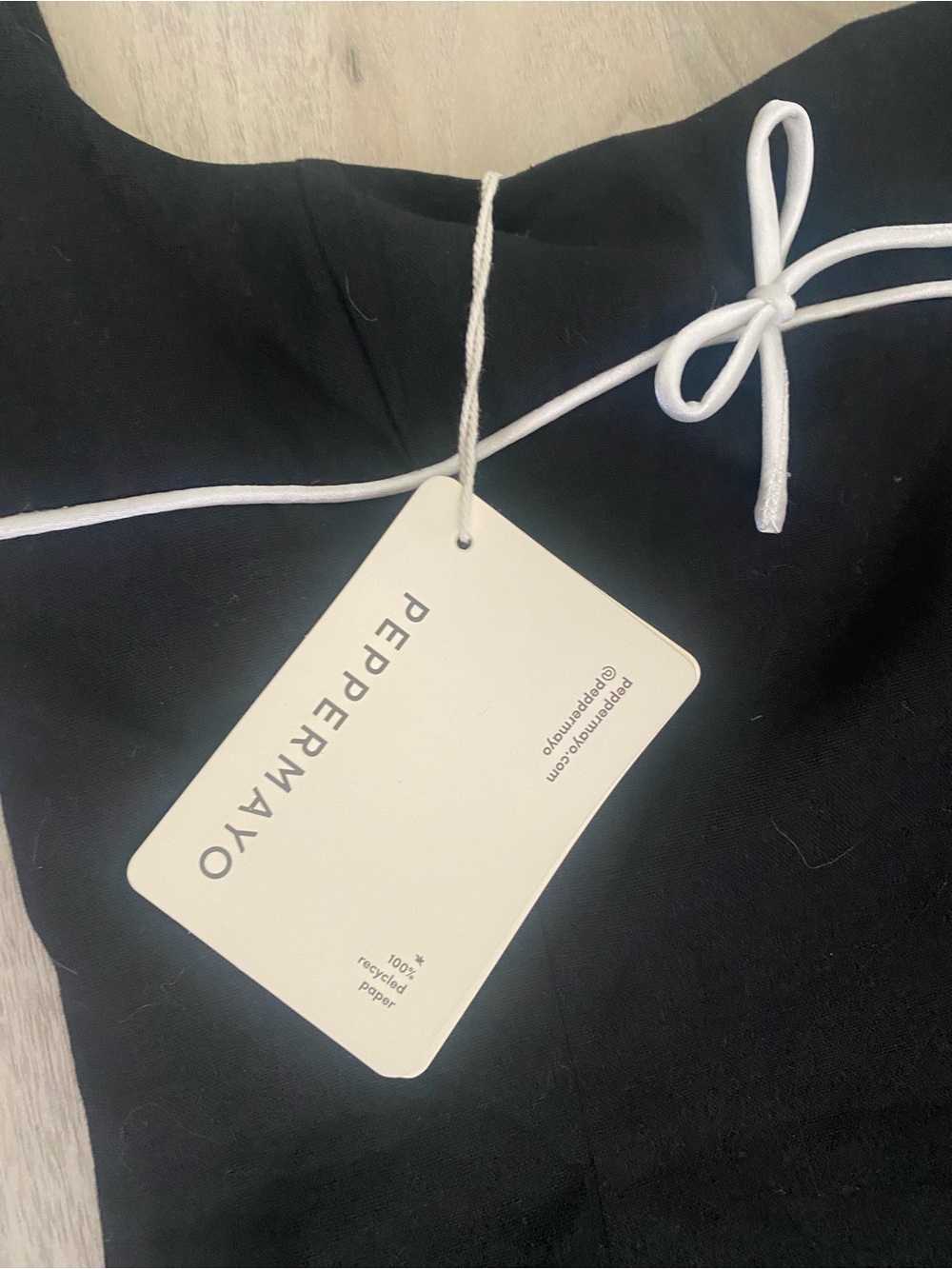 Peppermayo Cadence Mini Dress Black with White Tie Accent 2 NWT